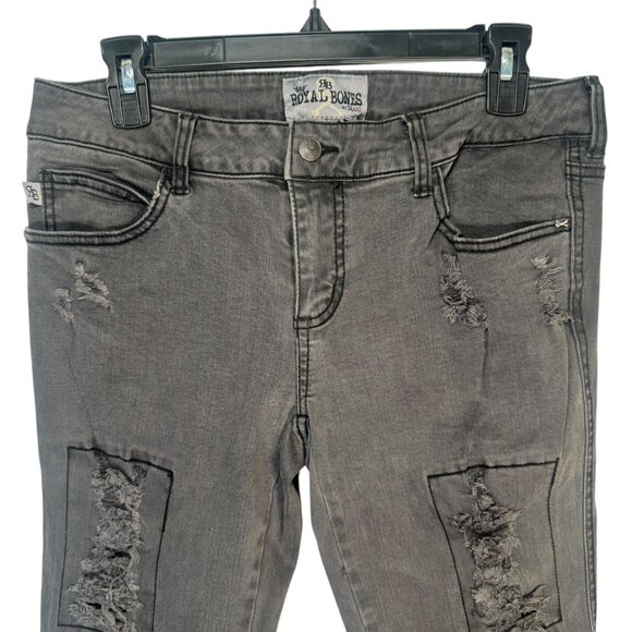 Royal Bones Gray Distressed Skinny Jeans Pants Goth Punk Emo Metal Hot Topic 9 - Picture 2 of 6